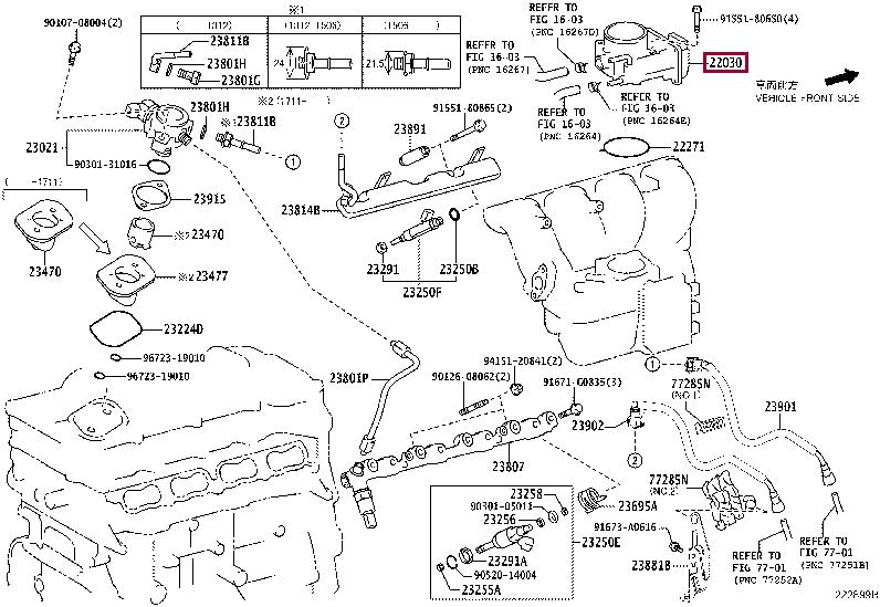 2203036030 Toyota Заслонка дроссельная