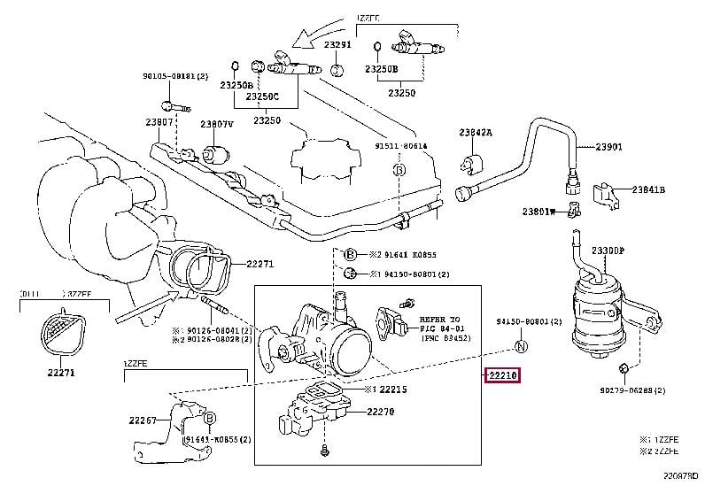 222100D050 Toyota Заслонка дроссельная