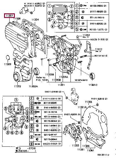 1130442010 Toyota Cover, sub-assy, timing belt, no.3