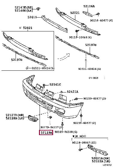 521196A998 Toyota Бампер передний