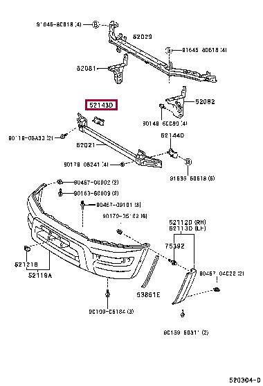 5214342010 Toyota Кронштейн бампера