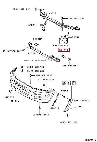 5214442010 Toyota Кронштейн бампера