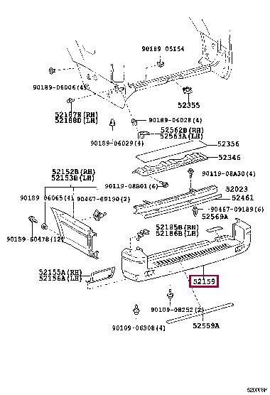 521596A919 Toyota Бампер задний