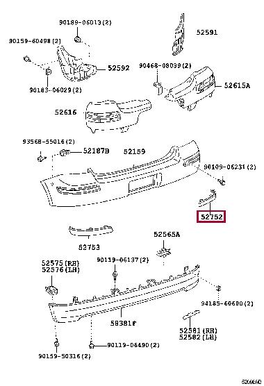 527520D010 Toyota Накладка бампера заднего