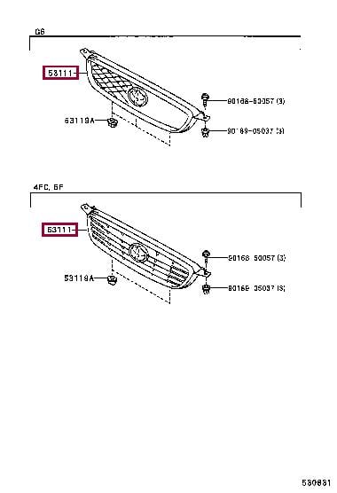 5311102090 Toyota Решітка радіатора
