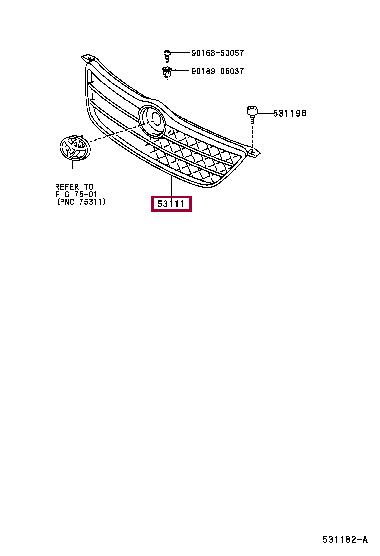 Решетка радиатора Toyota Corolla (Тойота Королла): 531111A902 Toyota Решетка радиатора