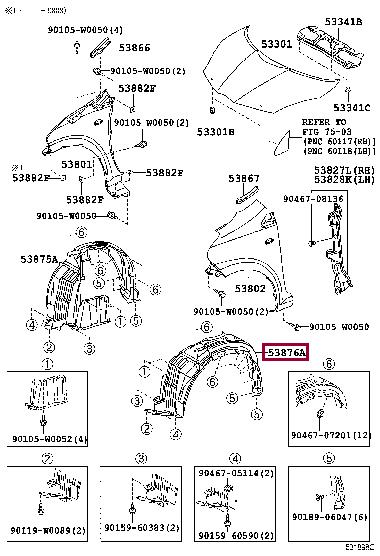 538760H030 Toyota Подкрылок