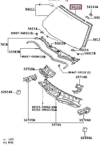 5611850050 Toyota Ущільнювач скла