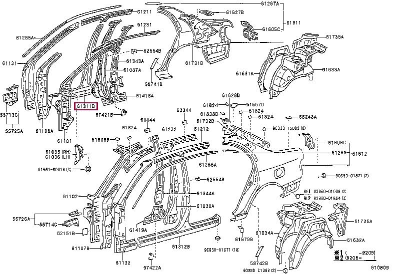 Накладки на пороги Тойота: 6131120240 Toyota Накладка порога