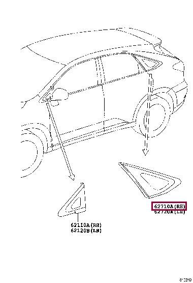 Toyota 62710-48210 Скло бічне 6271048210: Приваблива ціна - Купити в Україні на EXIST.UA!