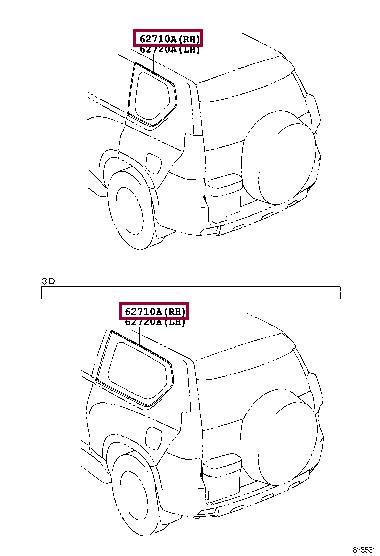 6271060C60 Toyota Вікно поворотне у зборі, праве