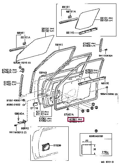 6786190A00 Toyota Уплотнитель стекла