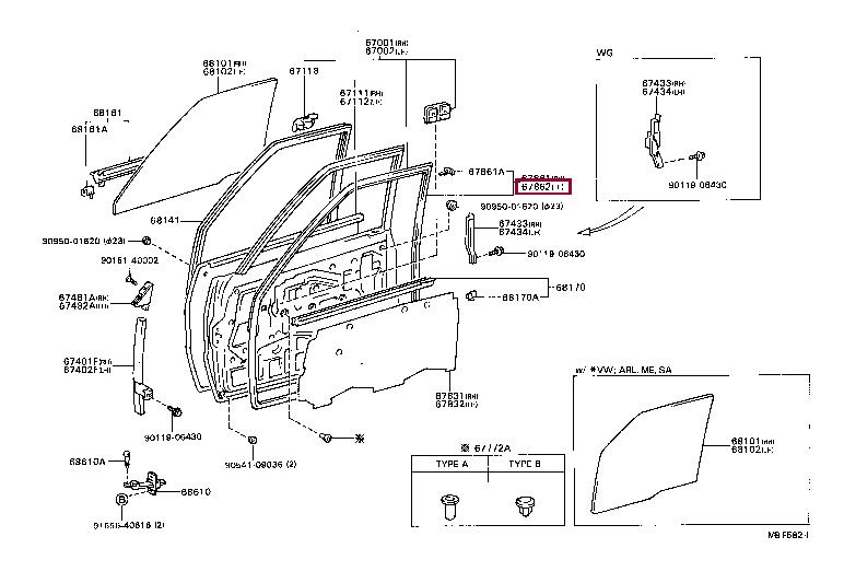 6786289104 Toyota Уплотнитель стекла