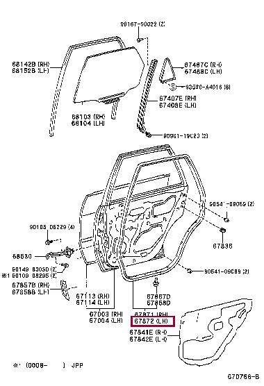 6787212450 Toyota Ущільнювач дверей