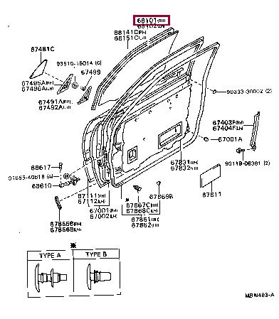 6811120440 Toyota Стекло боковое
