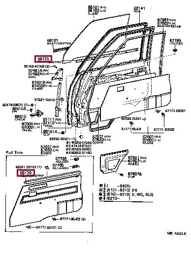 6813095700 Toyota Ущільнювач скла