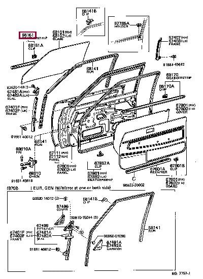 6816010050 Toyota Ущільнювач скла