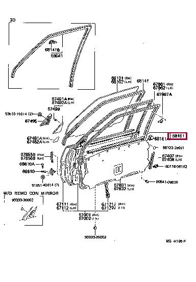 6816010120 Toyota Ущільнювач скла
