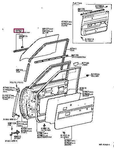 Toyota 68160-12121 Ущільнювач скла 6816012121: Приваблива ціна - Купити в Україні на EXIST.UA!