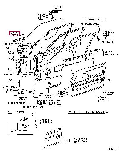 6816016040 Toyota Ущільнювач скла