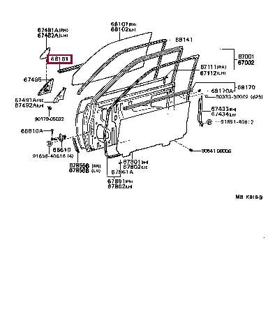 6816016070 Toyota Ущільнювач скла