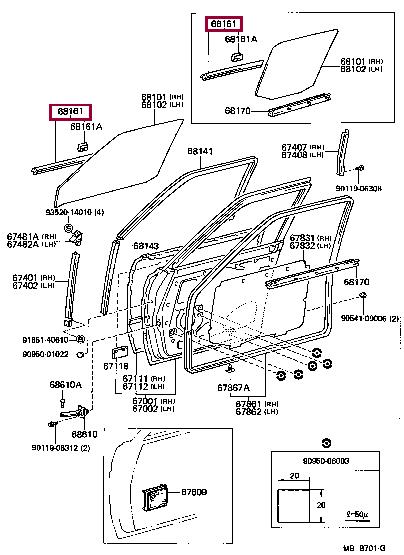 6816090A01 Toyota Ущільнювач скла
