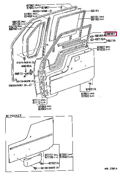 6816095402 Toyota Ущільнювач скла