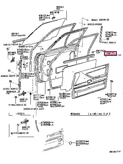 6817016070 Toyota Ущільнювач скла