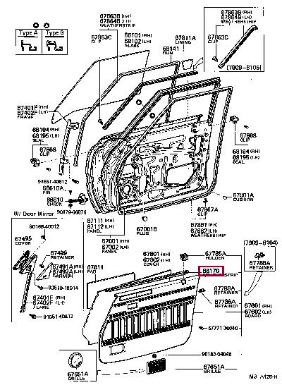 6817030130 Toyota Ущільнювач скла