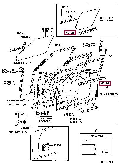 6817090A00 Toyota Уплотнитель стекла