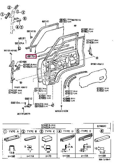 6817195J00 Toyota Ущільнювач скла