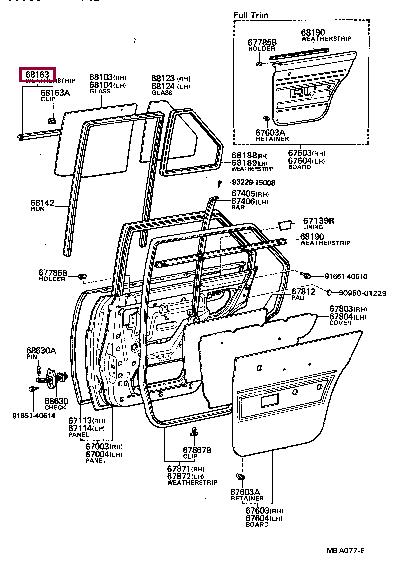 6818012060 Toyota Ущільнювач скла