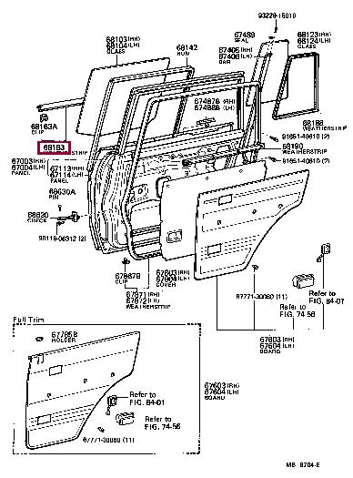 6818090A01 Toyota Уплотнитель стекла