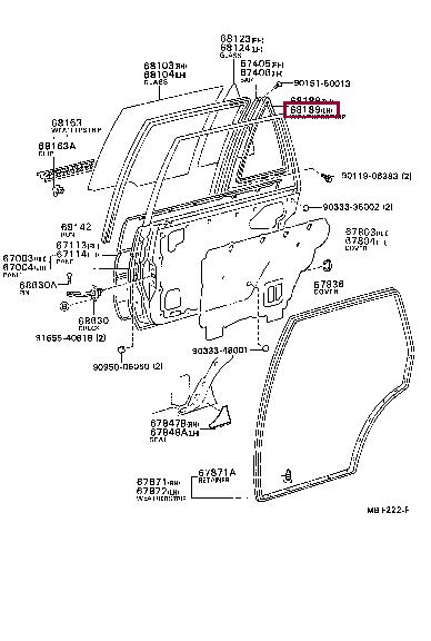 6818912150 Toyota Ущільнювач скла