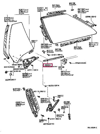6819012090 Toyota Ущільнювач скла