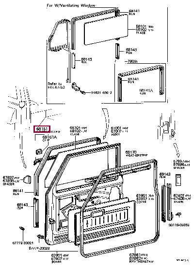 6819090302 Toyota Ущільнювач скла