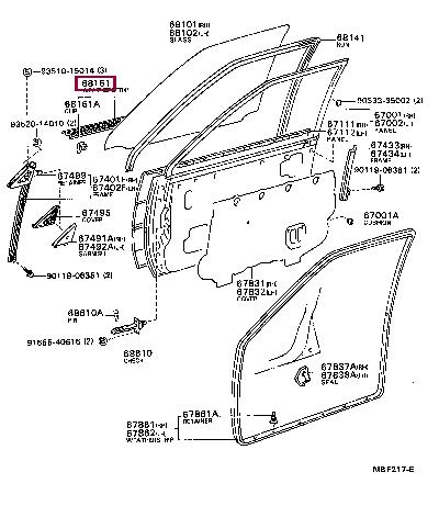 6821012100 Toyota Ущільнювач скла