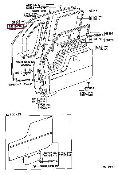 6821595402 Toyota Ущільнювач скла