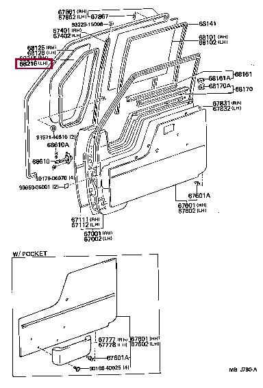 6821695402 Toyota Ущільнювач скла