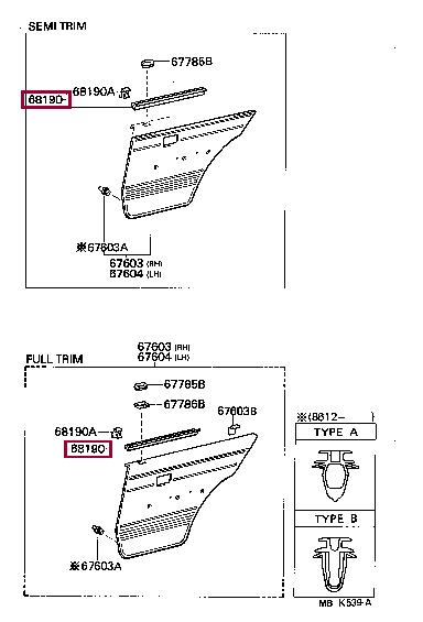 6824010030 Toyota Ущільнювач скла