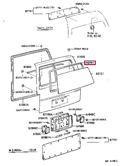 6829195J01 Toyota Ущільнювач скла