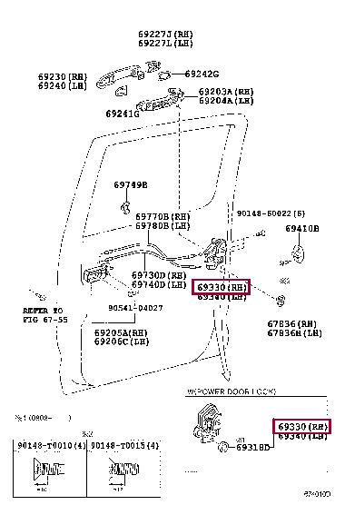 690500K040 Toyota Замок двери