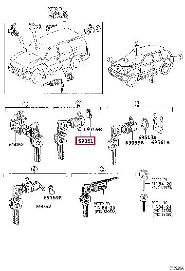 6905160180 Toyota Замок двери