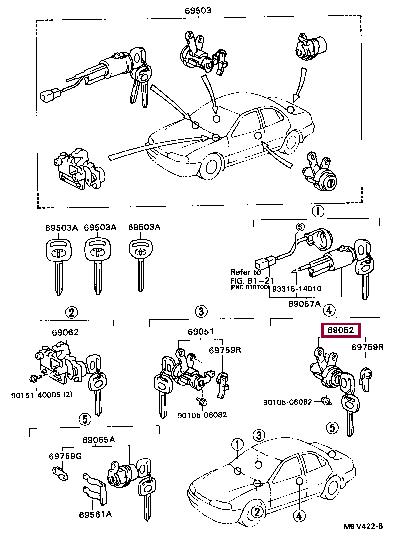 6905233030 Toyota Цилиндр замка, комплект