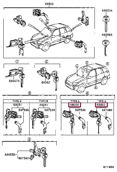 6905242100 Toyota Замок двери