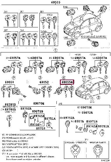 6905552450 Toyota Ключ с цилиндром двери багажника