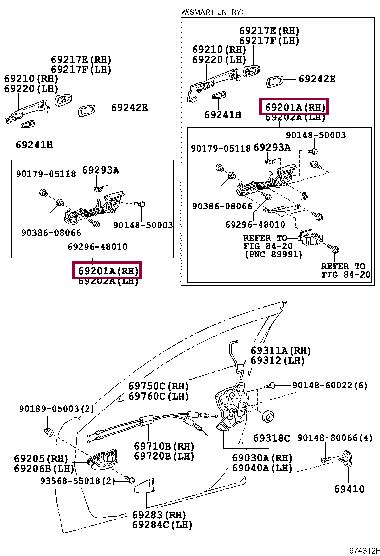 6920128010 Toyota Корпус ручки двери