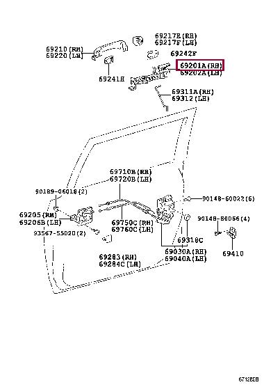 6920135010 Toyota Корпус ручки двери