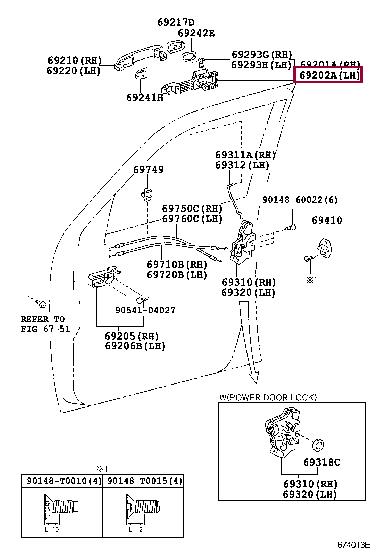 6920206010 Toyota Корпус ручки двери