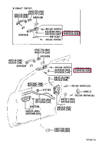 6920233010 Toyota Корпус ручки двери